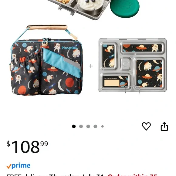 PlanetBox Stainless Steel Lunchbox with Space-Themed Bag - Picture 7 of 7